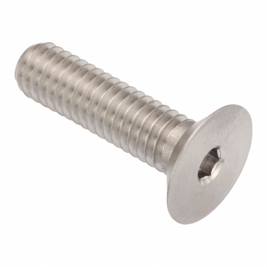 Socket Head Cap Screw: 3/8"-16 Thread Size, 1 1/2 in Lg, Flat, Plain, Stainless Steel, 18-8