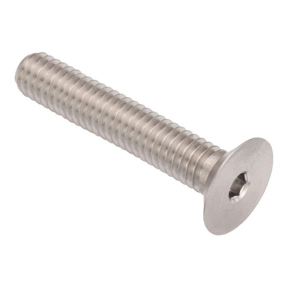 Socket Head Cap Screw: 3/8"-16 Thread Size, 3 in Lg, Flat, Plain, Stainless Steel, 18-8