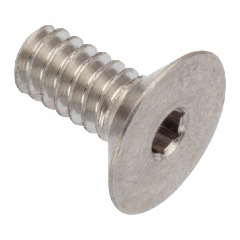 Socket Head Cap Screw: #4-40 Thread Size, 1/4 in Lg, Flat, Plain, Stainless Steel, 316