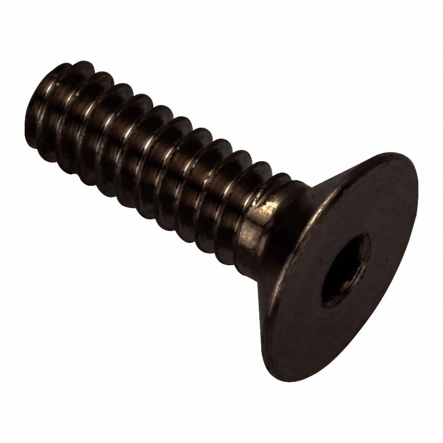 Socket Head Cap Screw: #4-40 Thread Size, 3/8 in Lg, Flat, Black Oxide, Stainless Steel, 316