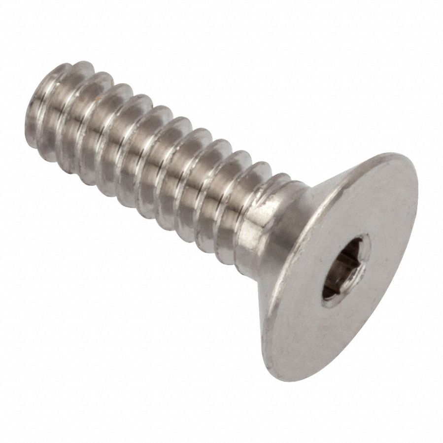 Socket Head Cap Screw: #4-40 Thread Size, 3/8 in Lg, Flat, Plain, Stainless Steel, 316