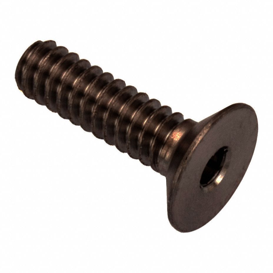 Socket Head Cap Screw: #4-40 Thread Size, 1/2 in Lg, Flat, Black Oxide, Stainless Steel, 316