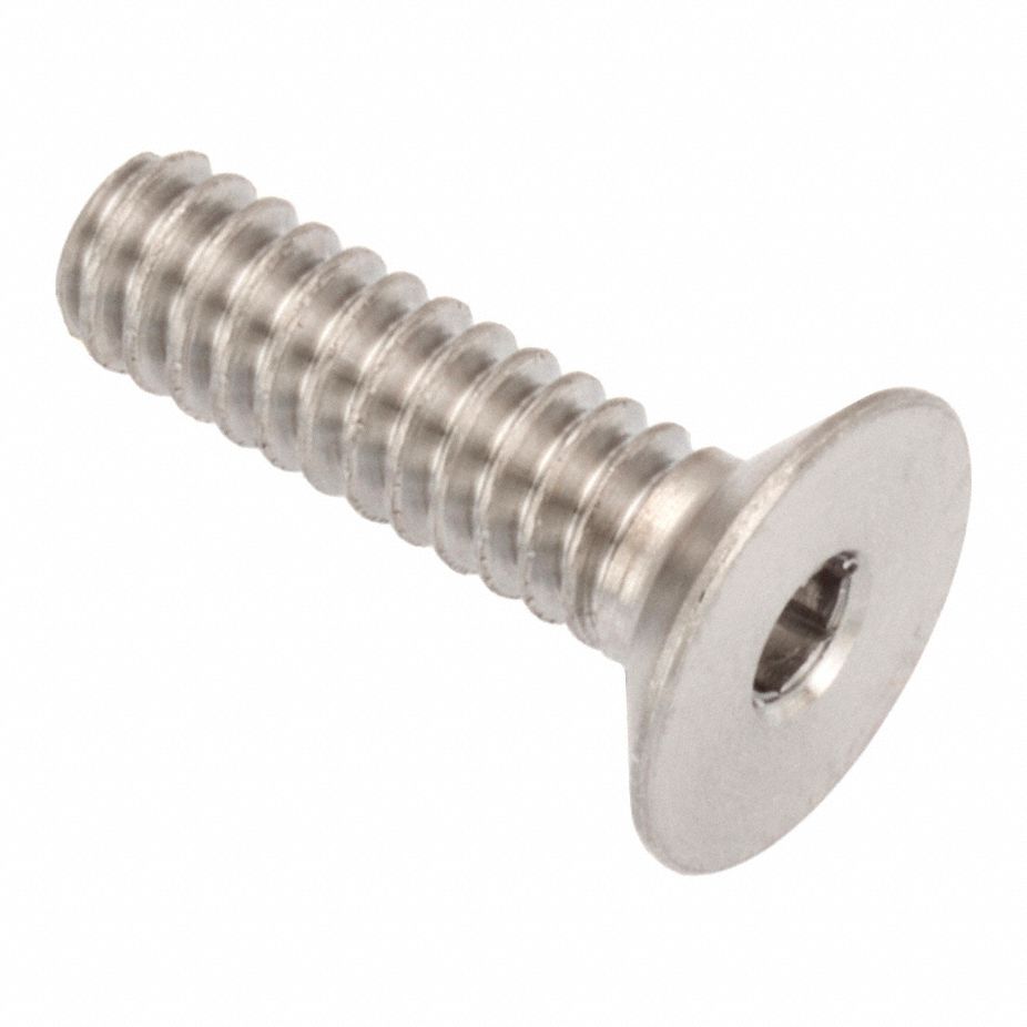 Socket Head Cap Screw: #4-40 Thread Size, 1/2 in Lg, Flat, Plain, Stainless Steel, 316