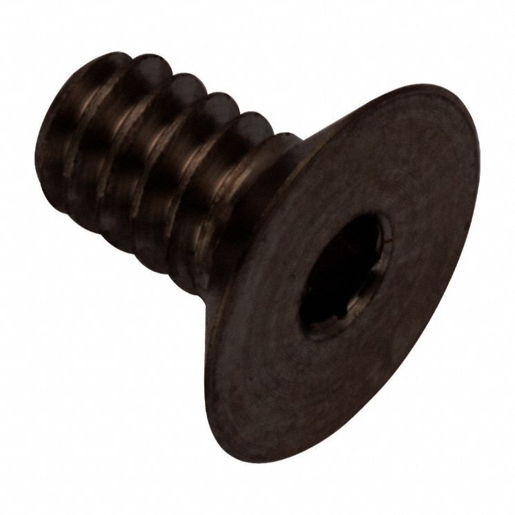 Socket Head Cap Screw: #6-32 Thread Size, 1/4 in Lg, Flat, Black Oxide, Stainless Steel, 316