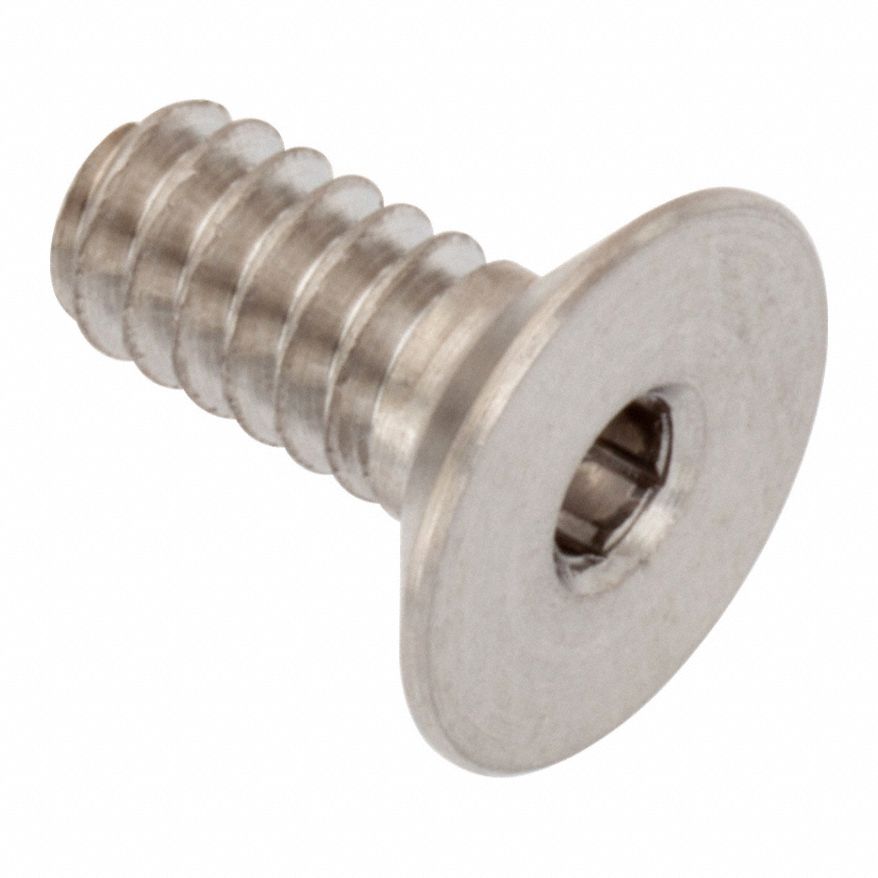 Socket Head Cap Screw: #8-32 Thread Size, 5/16 in Lg, Flat, Plain, Stainless Steel, 18-8