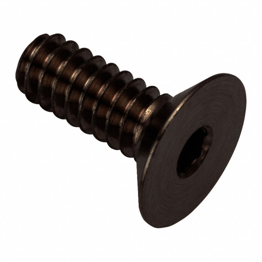 Socket Head Cap Screw: #6-32 Thread Size, 3/8 in Lg, Flat, Black Oxide, Stainless Steel, 316