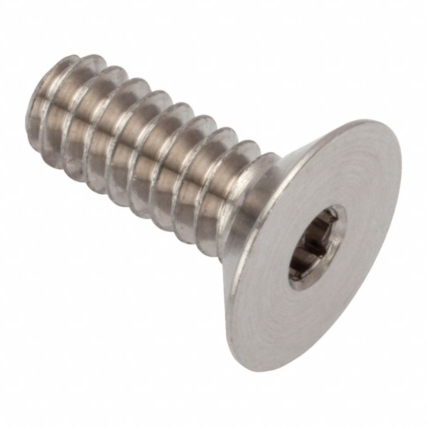 Socket Head Cap Screw: #6-32 Thread Size, 3/8 in Lg, Flat, Plain, Stainless Steel, 316