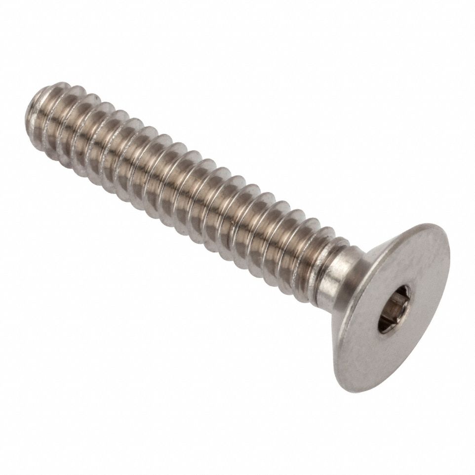 Socket Head Cap Screw: #6-32 Thread Size, 3/4 in Lg, Flat, Plain, Stainless Steel, 316
