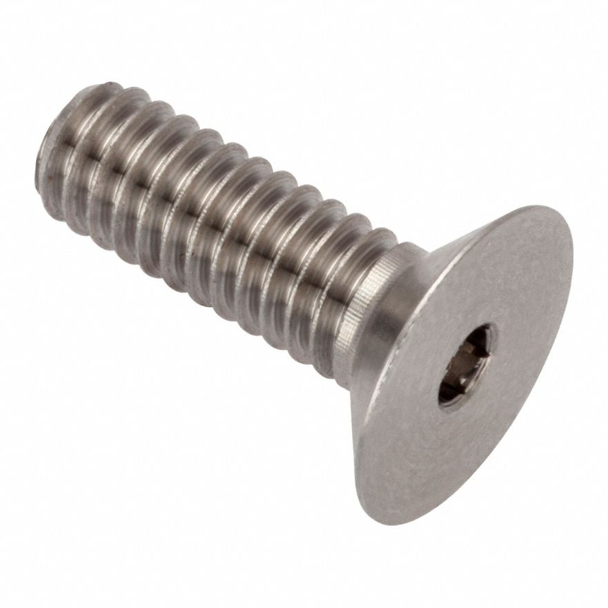 Socket Head Cap Screw: #8-32 Thread Size, 1/2 in Lg, Flat, Plain, Stainless Steel, 316