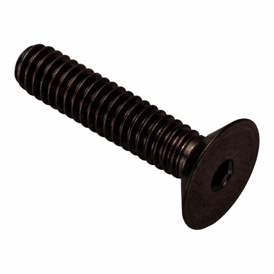 Socket Head Cap Screw: #8-32 Thread Size, 3/4 in Lg, Flat, Black Oxide, Stainless Steel, 316