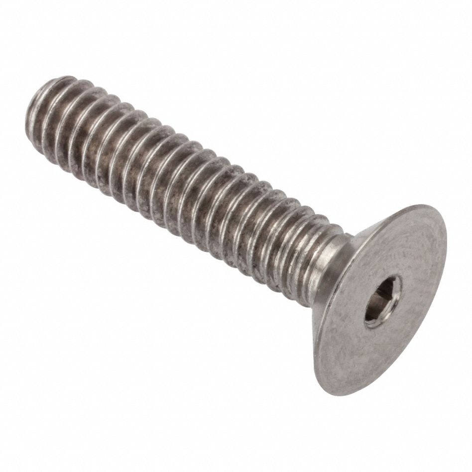 Socket Head Cap Screw: #8-32 Thread Size, 3/4 in Lg, Flat, Plain, Stainless Steel, 316