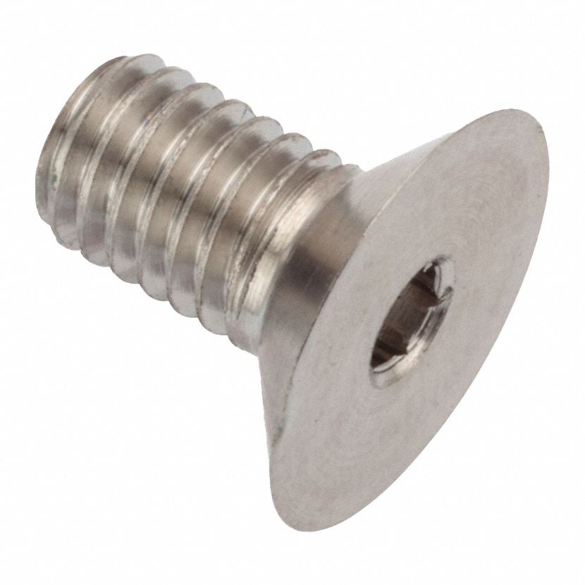 Socket Head Cap Screw: #10-32 Thread Size, 1/4 in Lg, Flat, Plain, Stainless Steel, 316