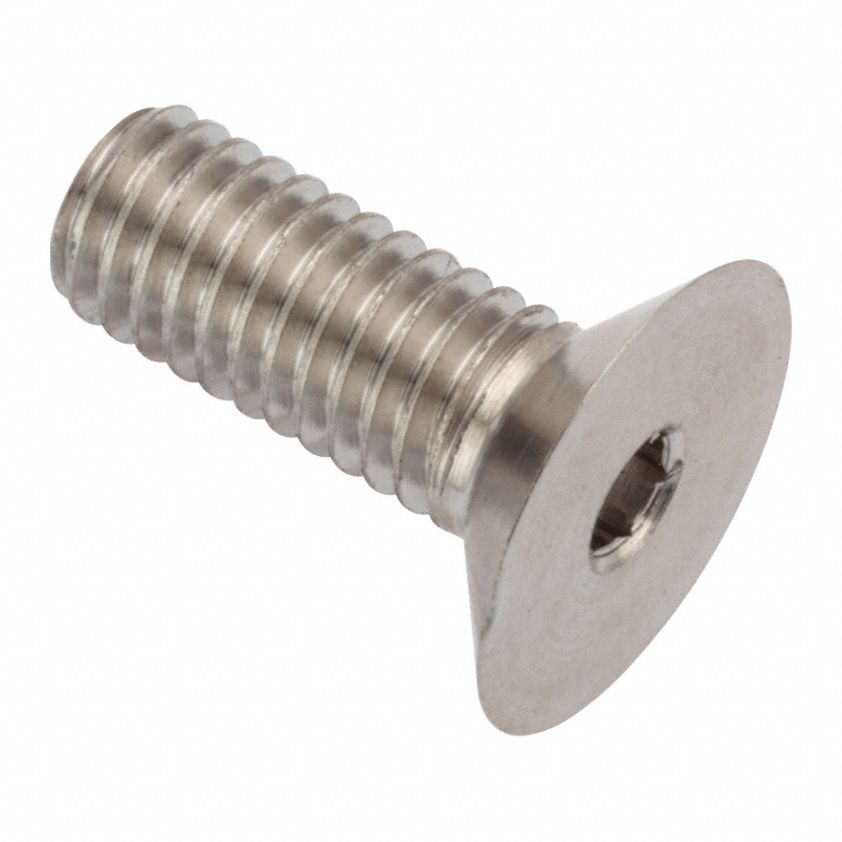 Socket Head Cap Screw: #10-32 Thread Size, 1/2 in Lg, Flat, Plain, Stainless Steel, 316