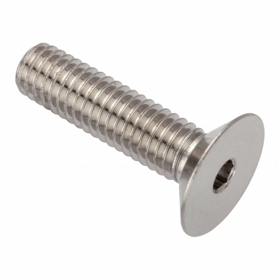 Socket Head Cap Screw: #10-32 Thread Size, 3/4 in Lg, Flat, Plain, Stainless Steel, 316
