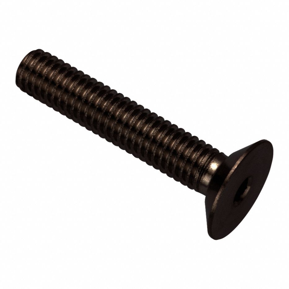 Socket Head Cap Screw: #10-32 Thread Size, 1 in Lg, Flat, Black Oxide, Stainless Steel, 316