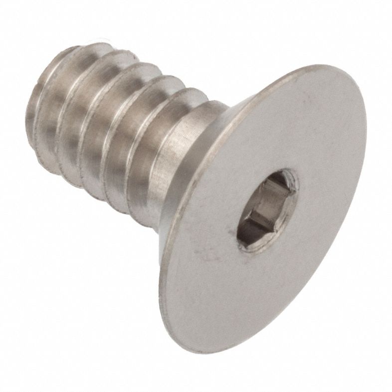 Socket Head Cap Screw: 1/4"-20 Thread Size, 3/8 in Lg, Flat, Plain, Stainless Steel, 316