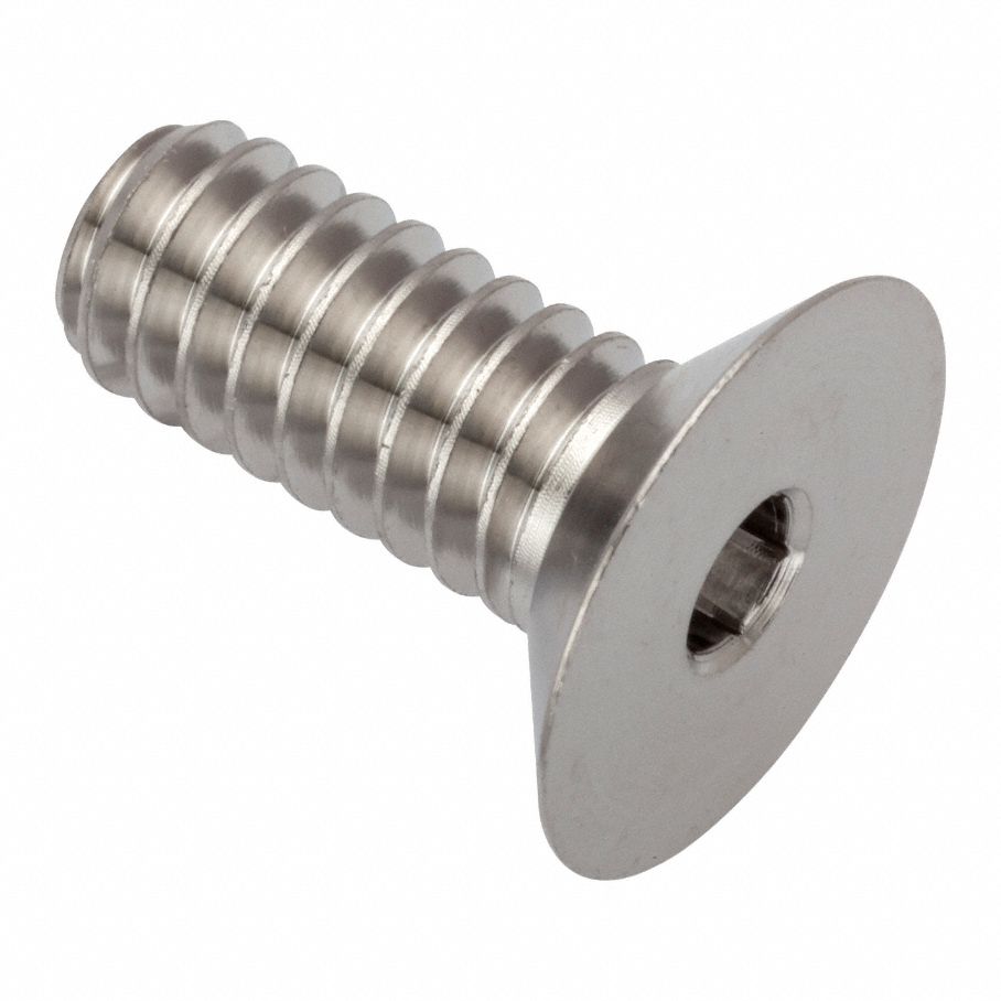 Socket Head Cap Screw: 1/4"-20 Thread Size, 5/8 in Lg, Flat, Plain, Stainless Steel, 316