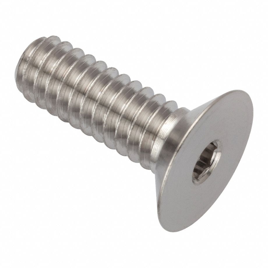 Socket Head Cap Screw: 1/4"-20 Thread Size, 3/4 in Lg, Flat, Plain, Stainless Steel, 316
