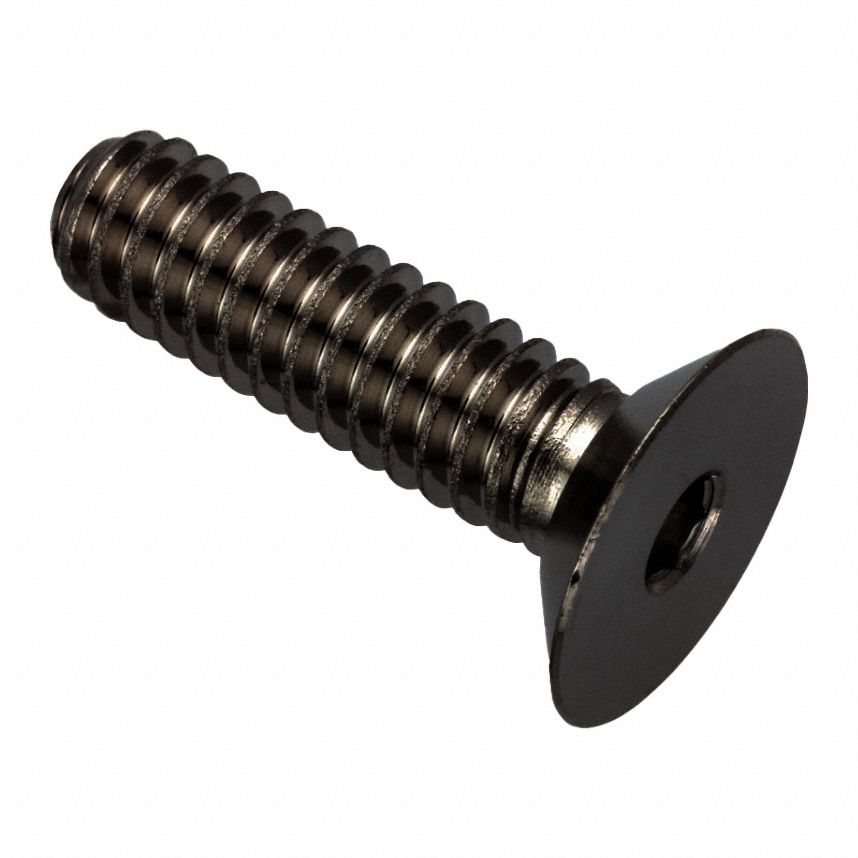Socket Head Cap Screw: 1/4"-20 Thread Size, 7/8 in Lg, Flat, Black Oxide, Stainless Steel, 316