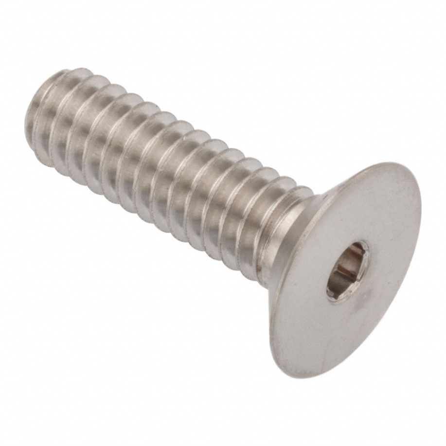Socket Head Cap Screw: 1/4"-20 Thread Size, 7/8 in Lg, Flat, Plain, Stainless Steel, 316