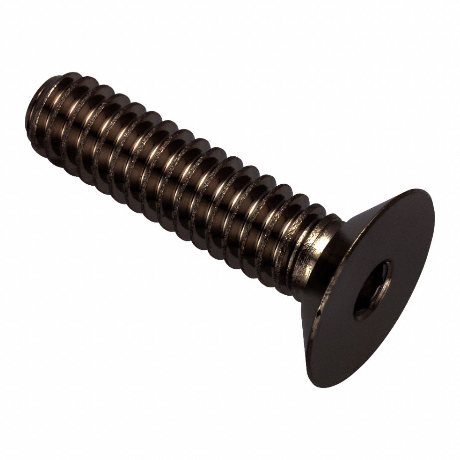 Socket Head Cap Screw: 1/4"-20 Thread Size, 1 in Lg, Flat, Black Oxide, Stainless Steel, 316