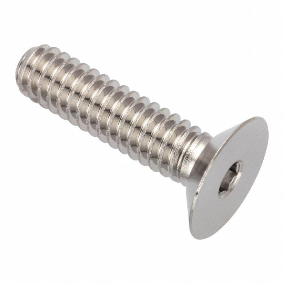 Socket Head Cap Screw: 1/4"-20 Thread Size, 1 in Lg, Flat, Plain, Stainless Steel, 316, 1/8 in Drive