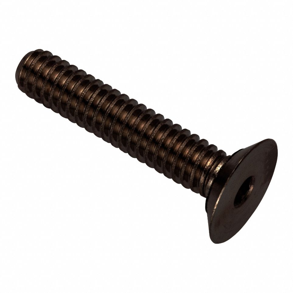 Socket Head Cap Screw: 1/4"-20 Thread Size, 1 1/4 in Lg, Flat, Black Oxide, Stainless Steel, 316