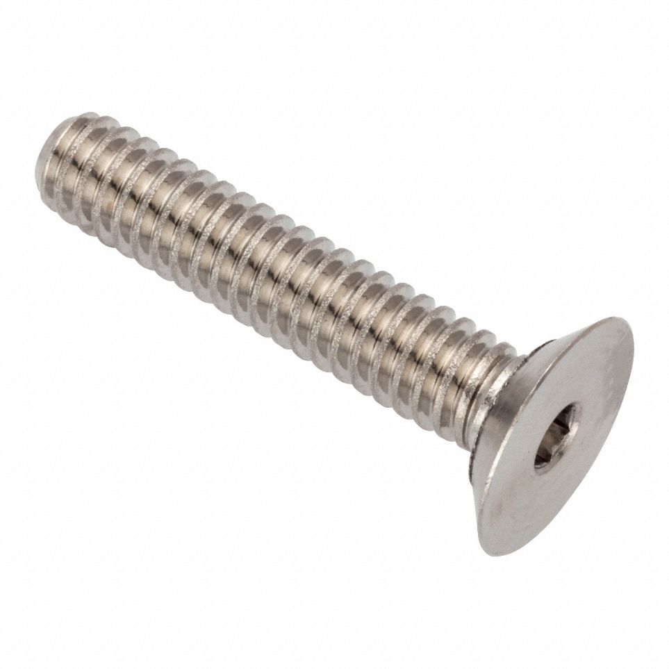 Socket Head Cap Screw: 1/4"-20 Thread Size, 1 1/4 in Lg, Flat, Plain, Stainless Steel, 316