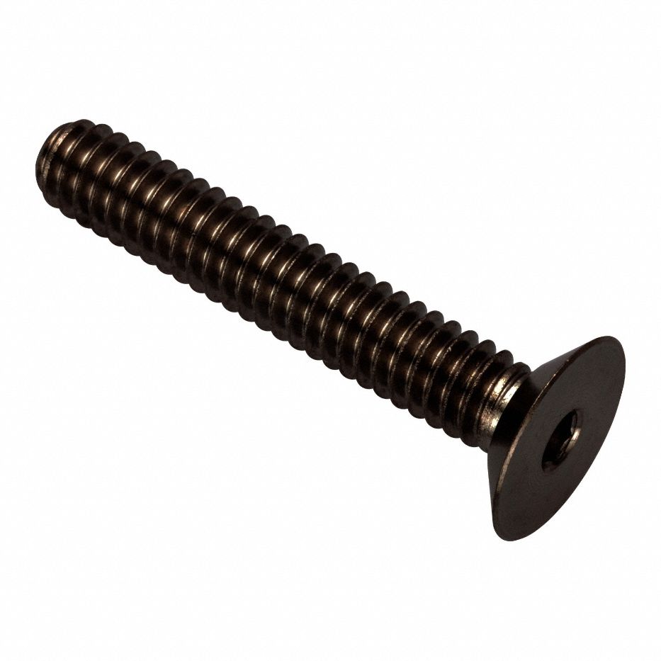 Socket Head Cap Screw: 1/4"-20 Thread Size, 1 1/2 in Lg, Flat, Black Oxide, Stainless Steel, 316