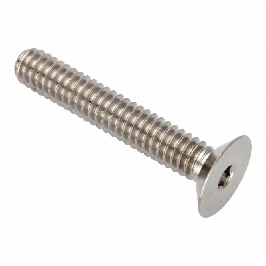 Socket Head Cap Screw: 1/4"-20 Thread Size, 1 1/2 in Lg, Flat, Plain, Stainless Steel, 316