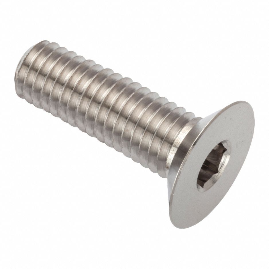 Socket Head Cap Screw: M12x1.75 Thread Size, 35 mm Lg, Flat, Plain, Stainless Steel, 316, 8 mm Drive