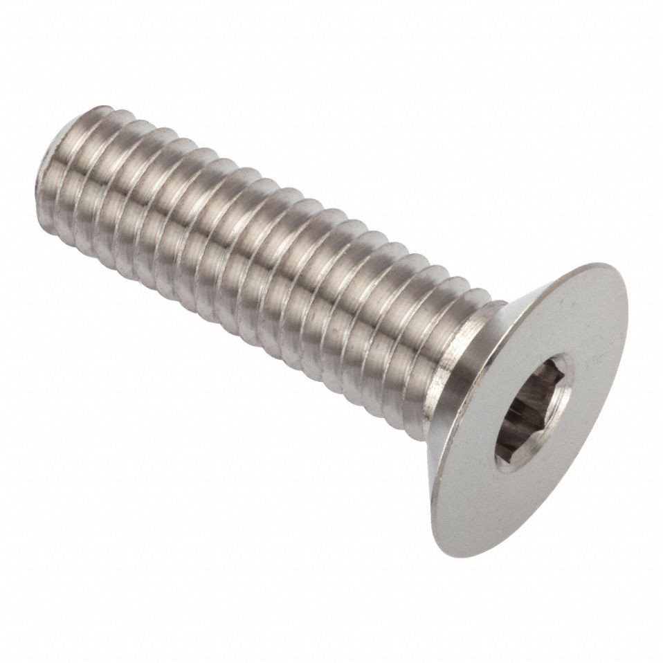 Socket Head Cap Screw: M12x1.75 Thread Size, 40 mm Lg, Flat, Plain, Stainless Steel, 316, 8 mm Drive