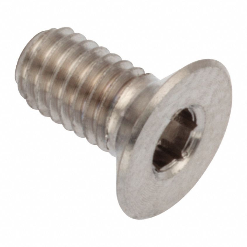 Socket Head Cap Screw: M3x0.50 Thread Size, 6 mm Lg, Flat, Plain, Stainless Steel, 316, 2 mm Drive