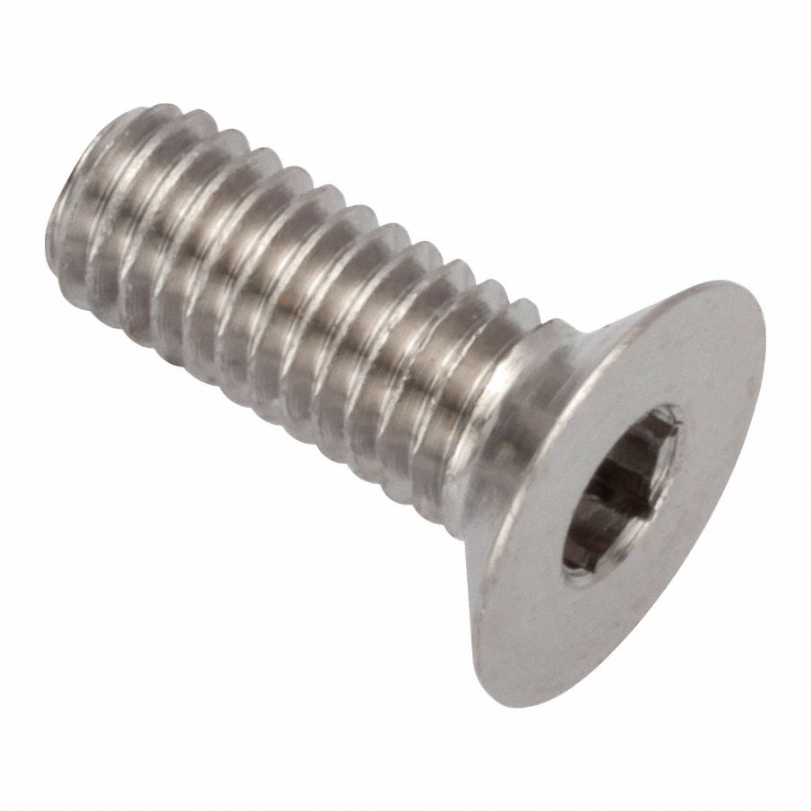 Socket Head Cap Screw: M3x0.50 Thread Size, 8 mm Lg, Flat, Plain, Stainless Steel, 316, 2 mm Drive