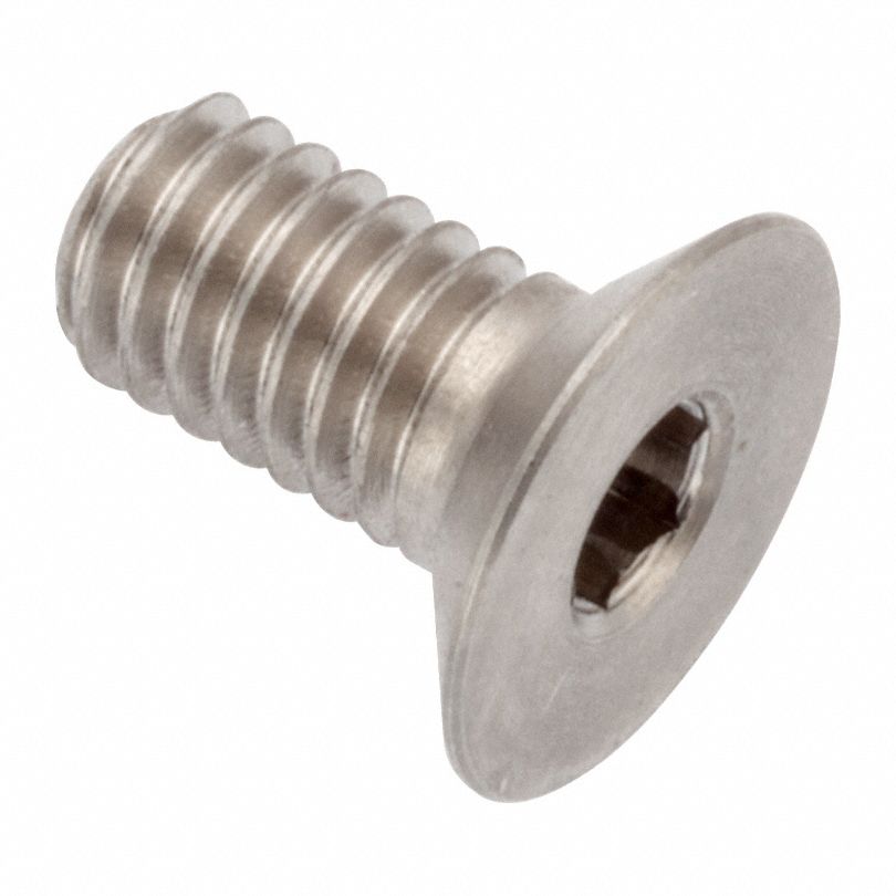 Socket Head Cap Screw: M4x0.70 Thread Size, 8 mm Lg, Flat, Plain, Stainless Steel, 316, 2.5 mm Drive