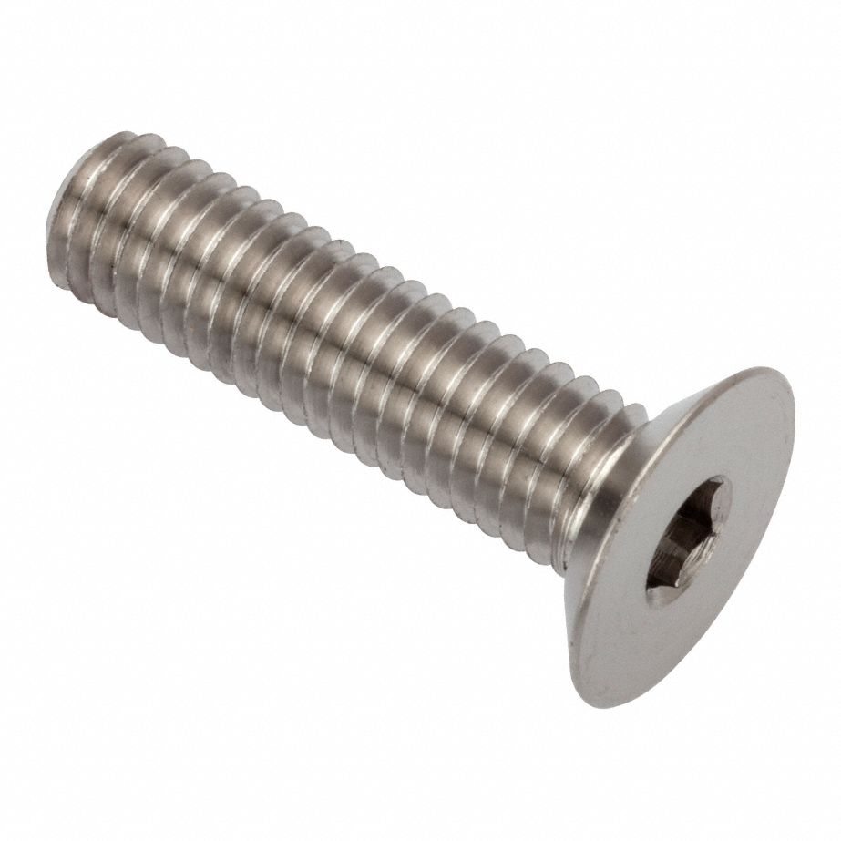 Socket Head Cap Screw: M5x0.80 Thread Size, 20 mm Lg, Flat, Plain, Stainless Steel, 316, 3 mm Drive