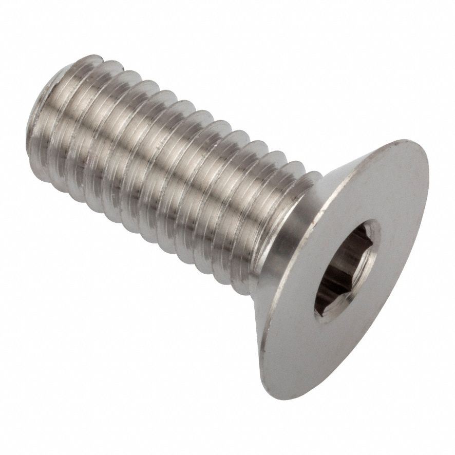 Socket Head Cap Screw: M8x1.25 Thread Size, 20 mm Lg, Flat, Plain, Stainless Steel, 316, 5 mm Drive