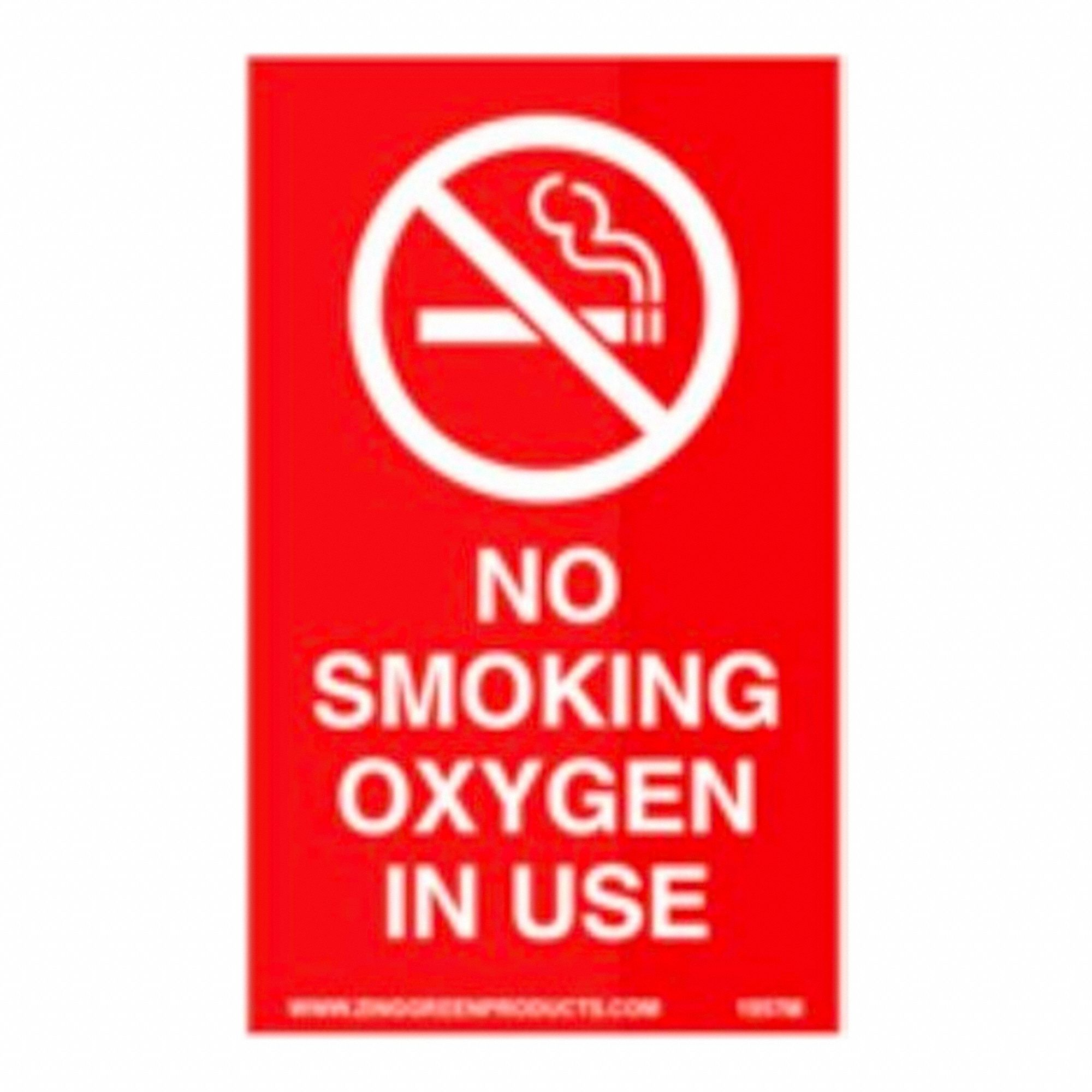 WARNING SIGN, NO SMOKING OXYGEN IN USE, MAGNETIC, RED, 3 X 5 IN, VINYL