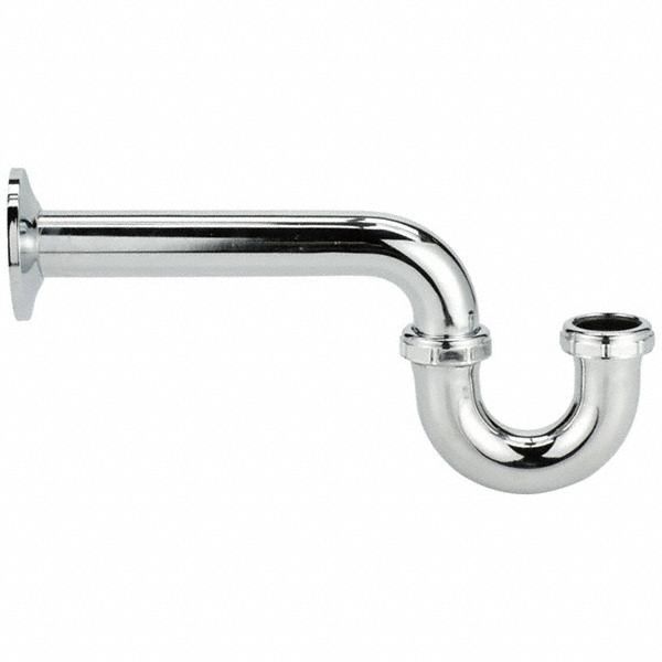 Trap: Zinc, Chrome, Silver, 1 1/4 in Nominal Pipe Size, 11 1/4 in Overall Lg, Compression