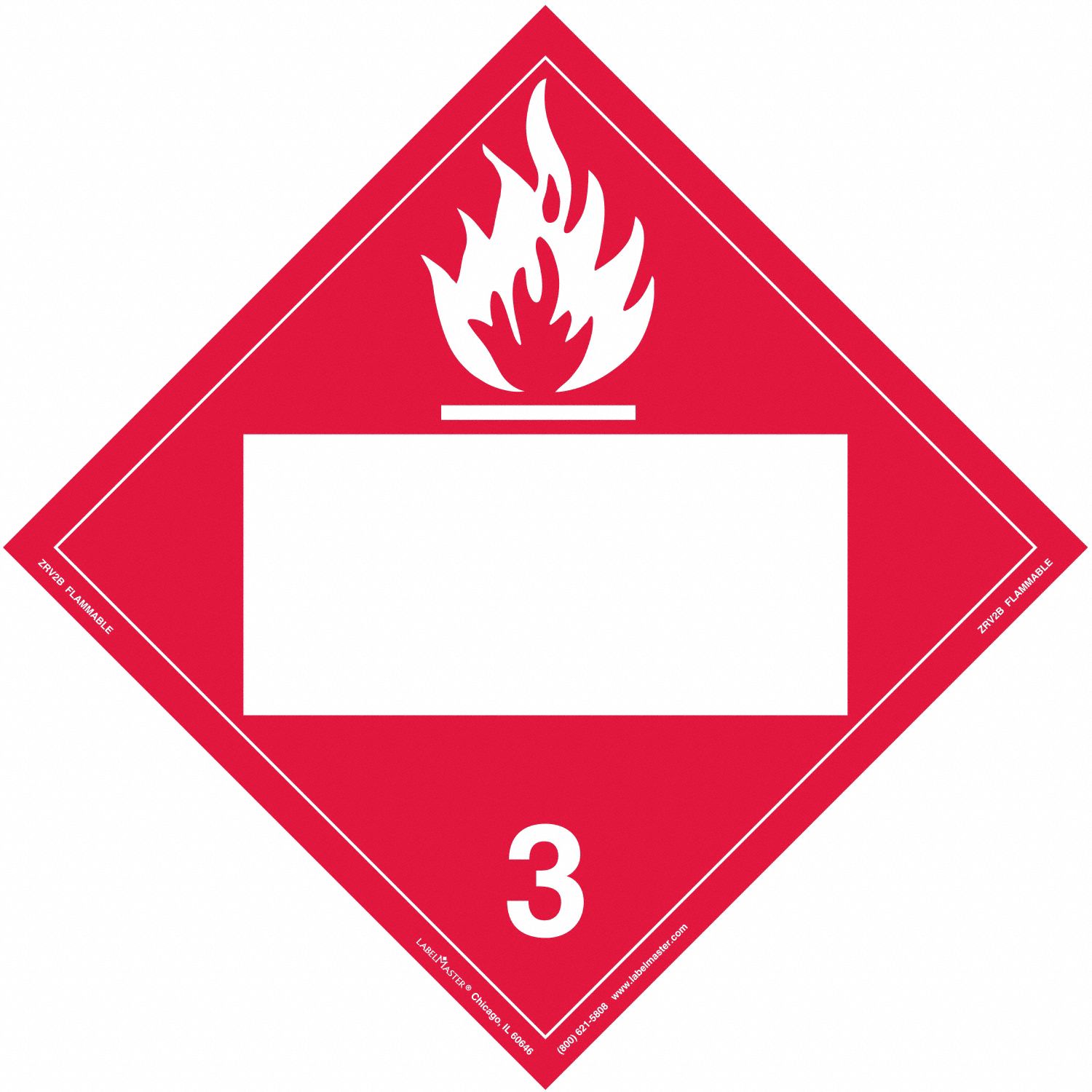 Flammable Liquid Placard: Flammable, 10 3/4 in x 10 3/4 in, 10 3/4 in Label Ht, 25 PK