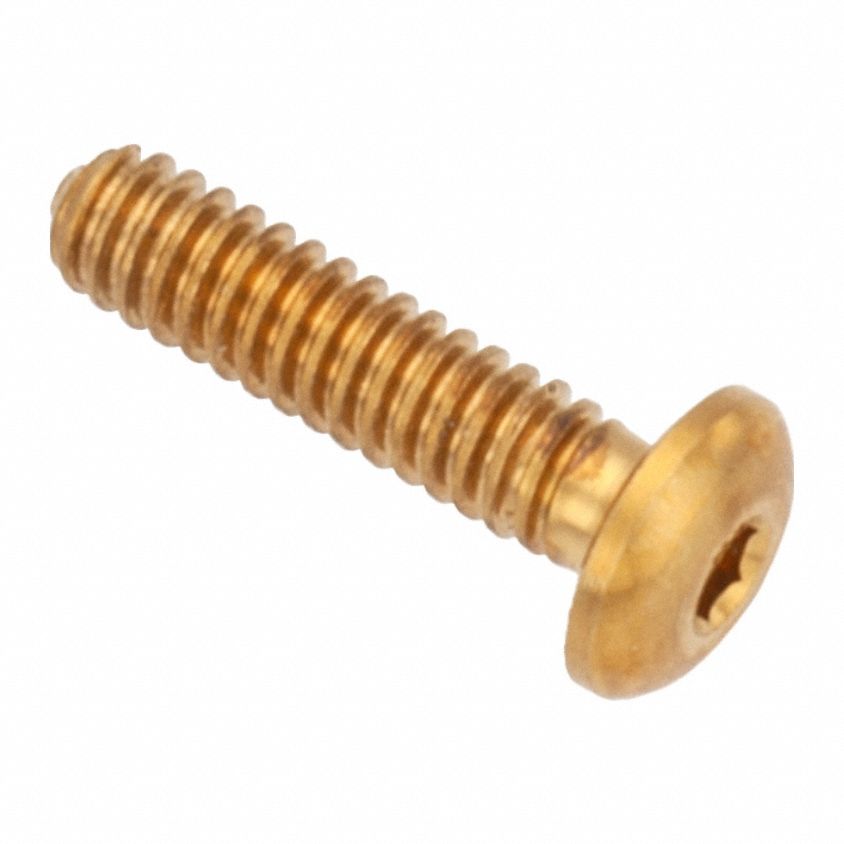 Socket Head Cap Screw: #2-56 Thread Size, 5/16 in Lg, Button, Plain, Brass, 360, 0.046 in Head Ht