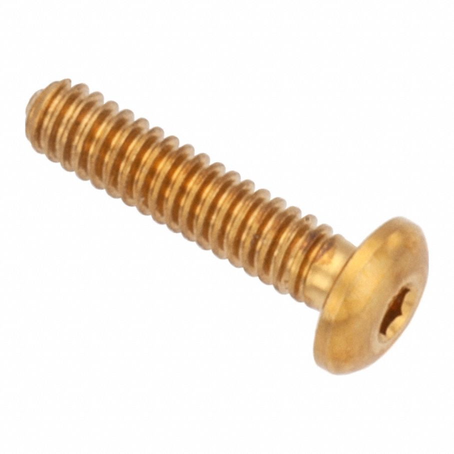 Socket Head Cap Screw: #2-64 Thread Size, 3/8 in Lg, Button, Plain, Brass, 360, 0.046 in Head Ht