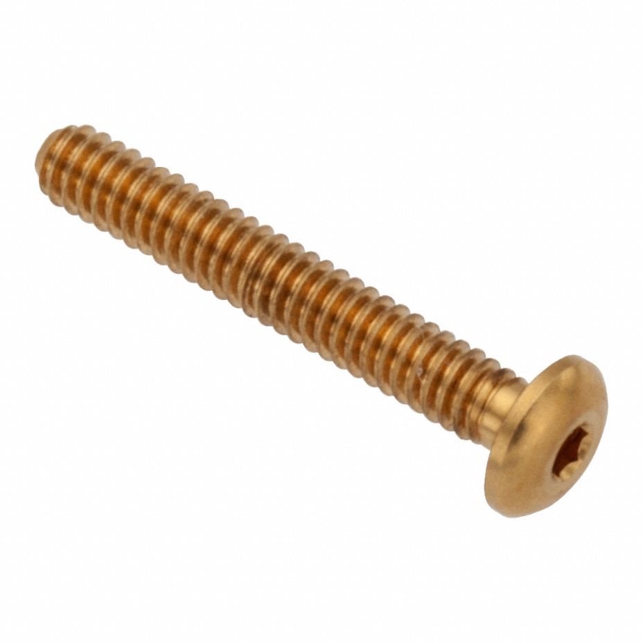 Socket Head Cap Screw: #3-48 Thread Size, 3/4 in Lg, Button, Plain, Brass, 360, 0.052 in Head Ht