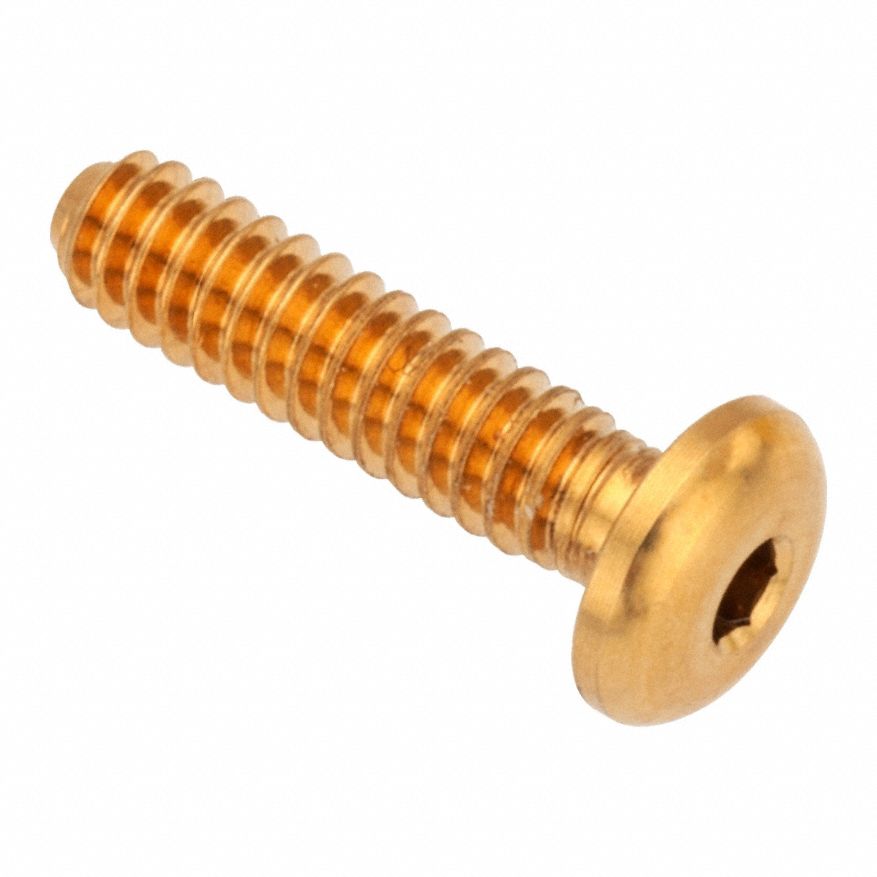 Socket Head Cap Screw: #4-40 Thread Size, 7/16 in Lg, Button, Plain, Brass, 360, 0.059 in Head Ht