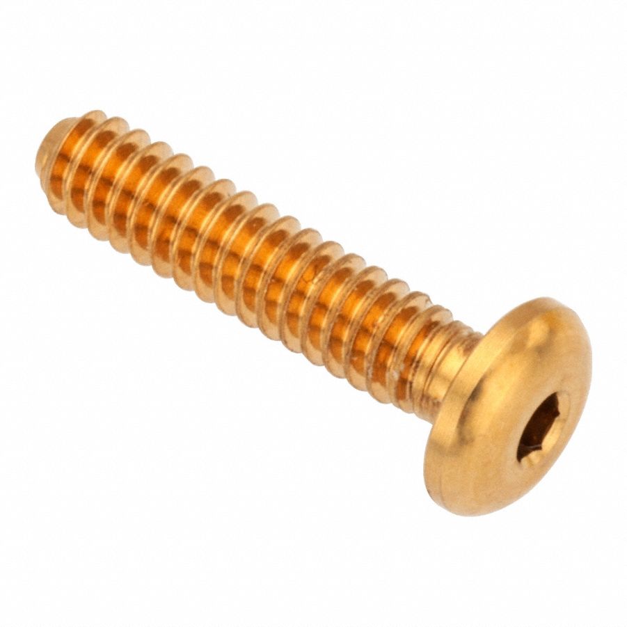 Socket Head Cap Screw: #4-40 Thread Size, 1/2 in Lg, Button, Plain, Brass, 360, 0.059 in Head Ht