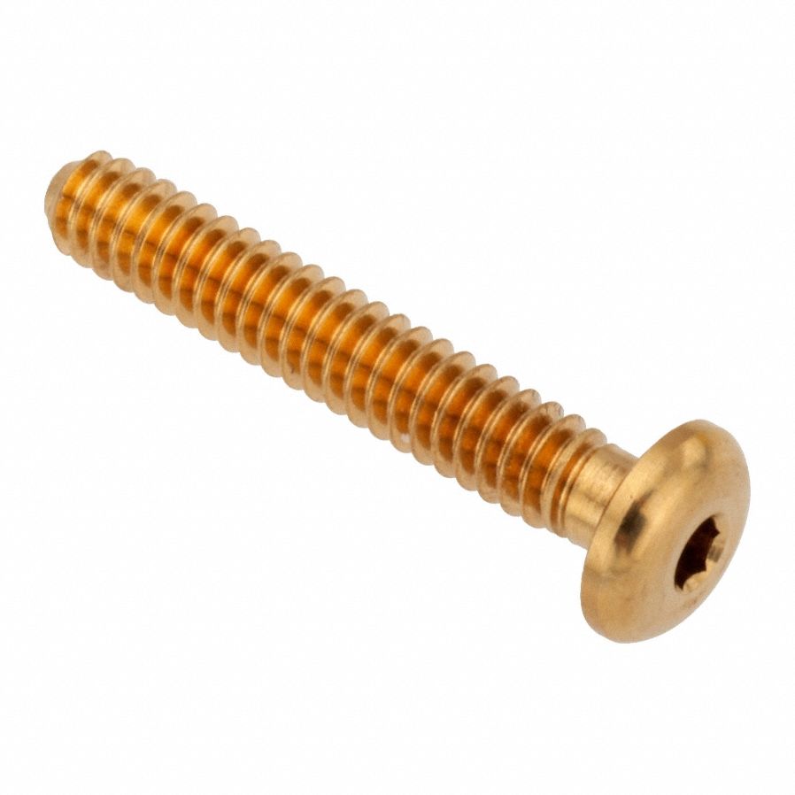 Socket Head Cap Screw: #4-40 Thread Size, 9/16 in Lg, Button, Plain, Brass, 360, 0.059 in Head Ht