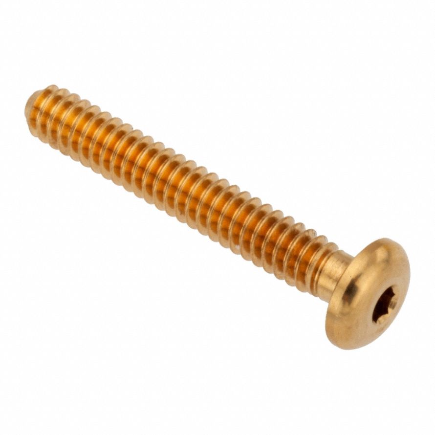 Socket Head Cap Screw: #4-40 Thread Size, 5/8 in Lg, Button, Plain, Brass, 360, 0.059 in Head Ht