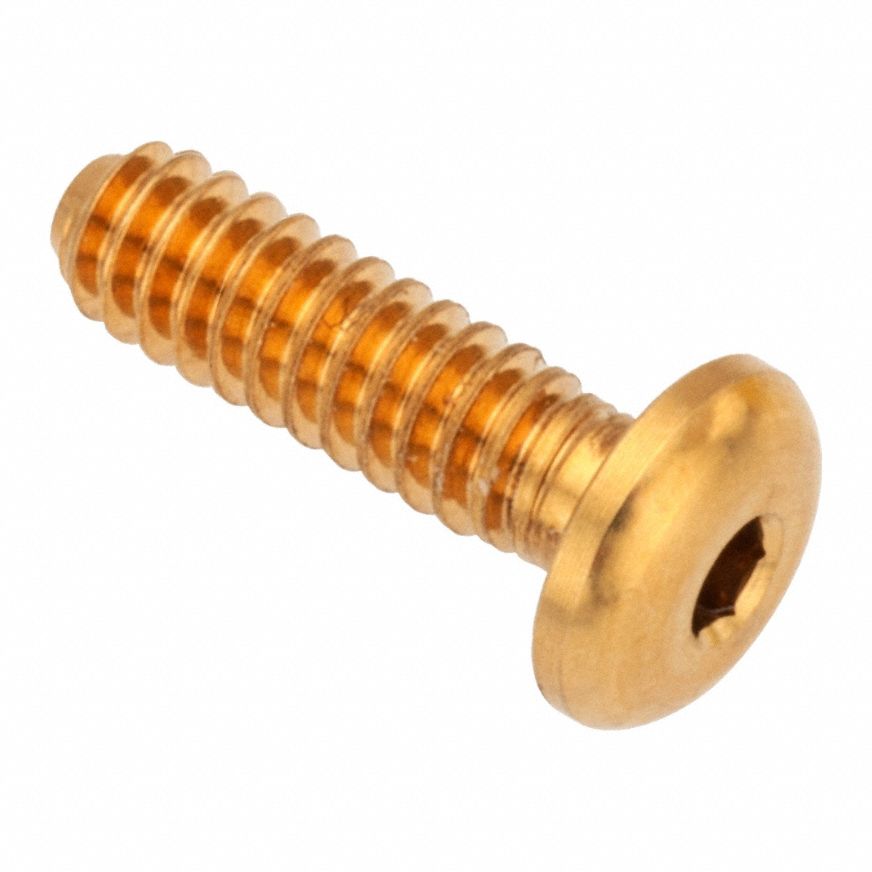 Socket Head Cap Screw: #4-48 Thread Size, 3/8 in Lg, Button, Plain, Brass, 360, 0.059 in Head Ht