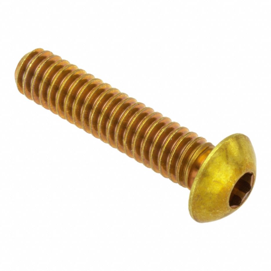 Socket Head Cap Screw: 1/2"-13 Thread Size, 1 1/8 in Lg, Button, Plain, Brass, 360, 0.238 in Head Ht