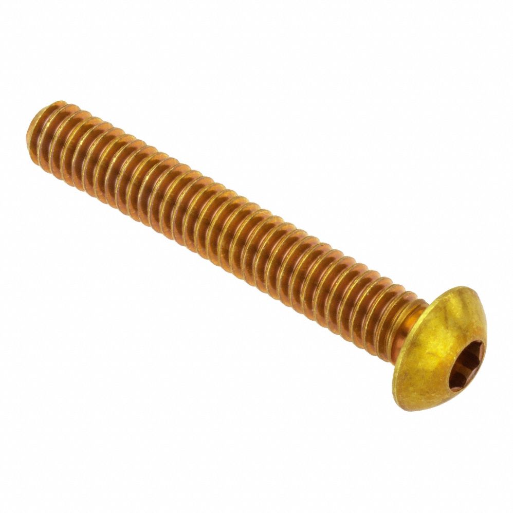 Socket Head Cap Screw: 1/2"-20 Thread Size, 2 in Lg, Button, Plain, Brass, 360, 0.265 in Head Ht